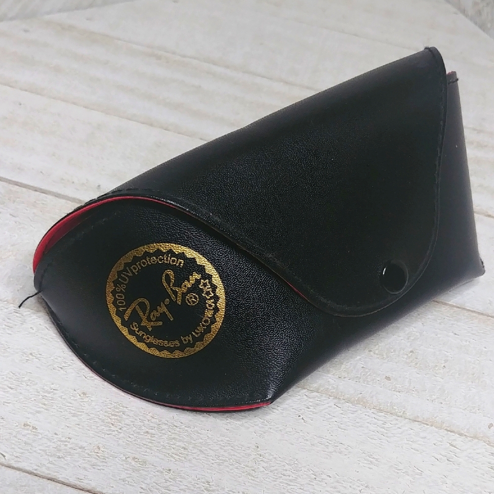 Ray Ban Vintage Black Sunglasses Case with Gold Logo and Red Velvet Interior